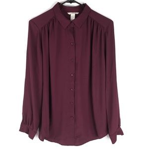 H&M women's blouse SZ 14 burgundy color A1
